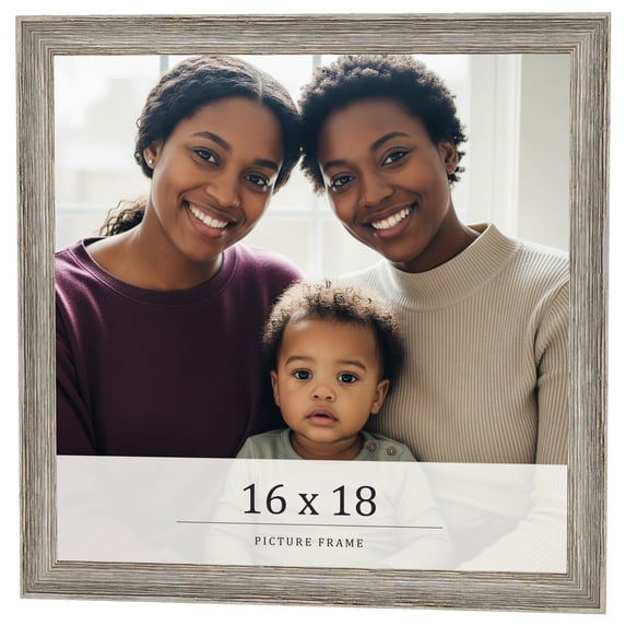 16x18 Frame Grey Solid Wood Picture Frame Width 1 Inches | Interior Frame Depth 0.5 Inches |
