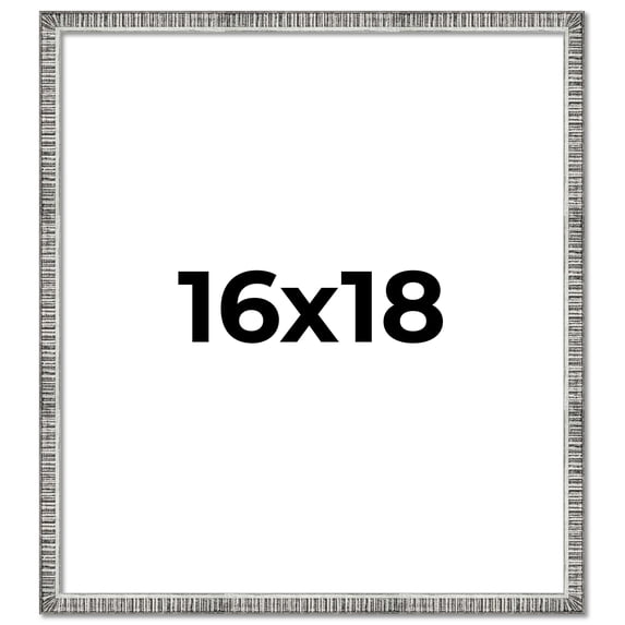 16x18 Frame Silver Grey Distressed Solid Wood Picture Frame | 0.75 Inch Moulding Width | Interior