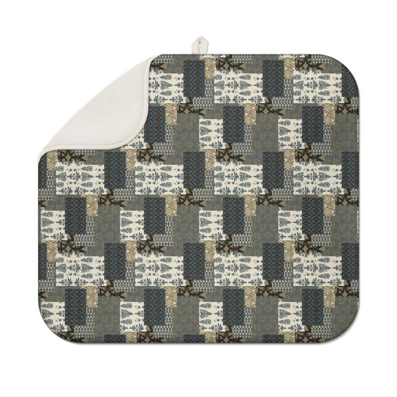 16x18 Inch Boho Kitchen Dish Drying Pad Reusable Washable Super Absorbent Microfiber Dish Drainer Mat for Coffee Bar and Kitchen