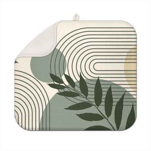16x18 Inch boho kitchen drying pad crafted from absorbent microfiber, washable and reusable, ideal for drying glassware and dishes
