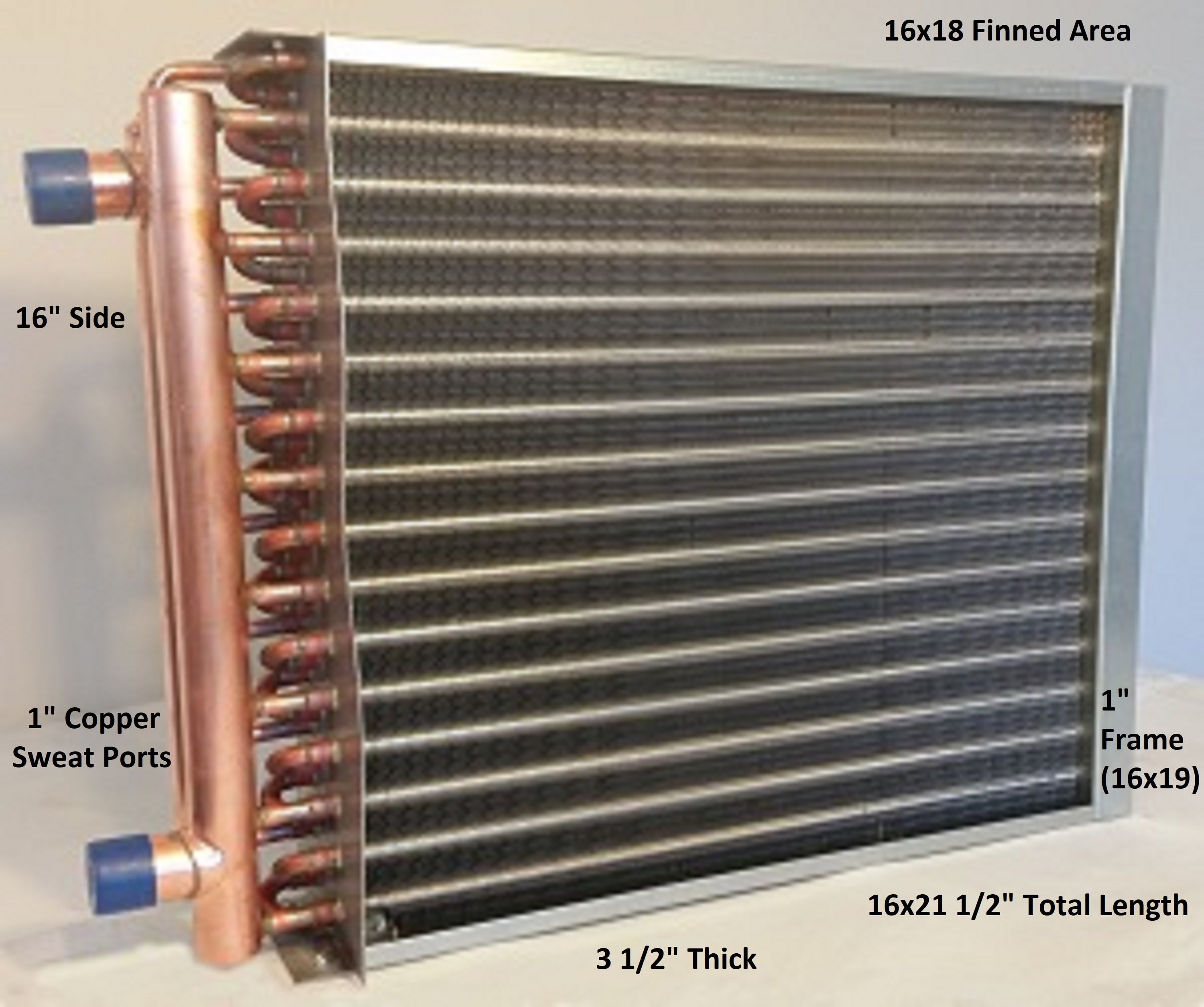16x18 Water to Air Heat Exchanger~~1"  Copper Ports w/ EZ Install Front Flange