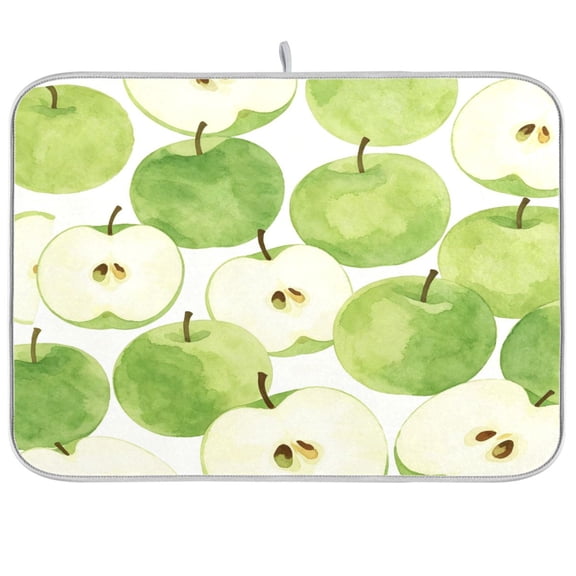 16x18inch Dish Drying Mats Absorbent Drying Mat for Kitchen with Hanging Loop, Green Printed