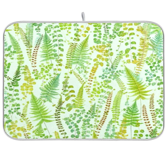 16x18inch Dish Drying Mats Absorbent Drying Mat for Kitchen with Hanging Loop, Soft Mint Greens Printed