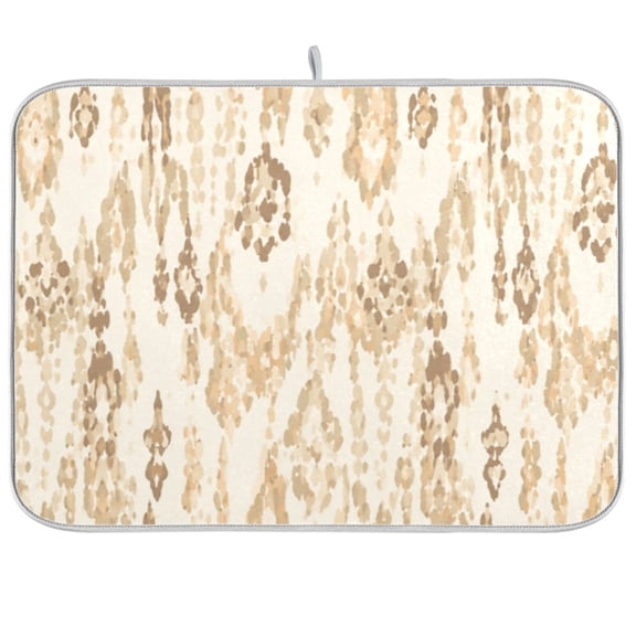 16x18inch Dish Drying Mats Absorbent Drying Mat for Kitchen with Hanging Loop, Warm Leopard Ikat Printed