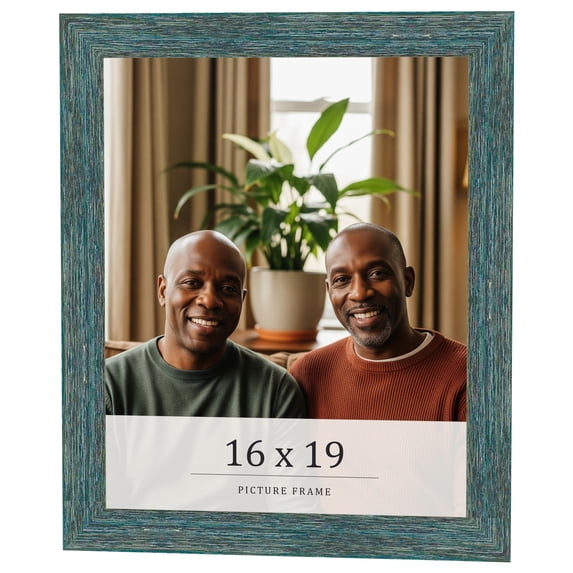 16x19 Frame Blue Rustic Barnwood Solid Wood Picture Frame Width 1.25 Inches | Interior Depth 0.5