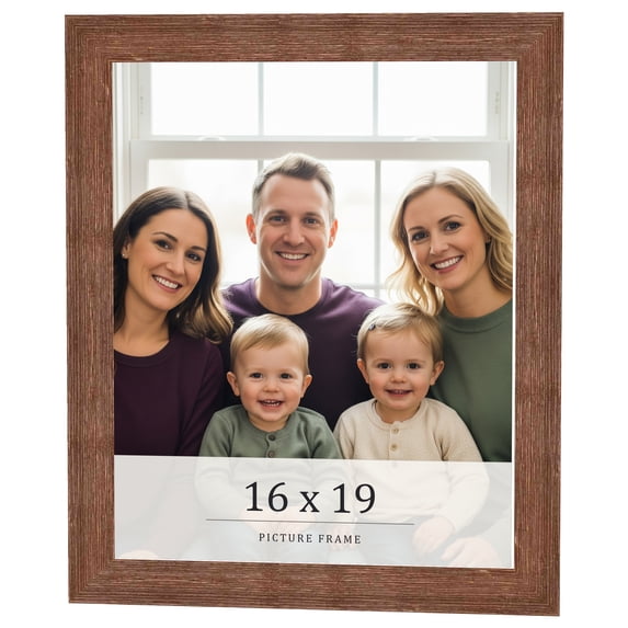 16x19 Frame Brown Farmhouse Solid Wood Picture Frame Width 1.5 Inches | Interior Frame Depth 0.5