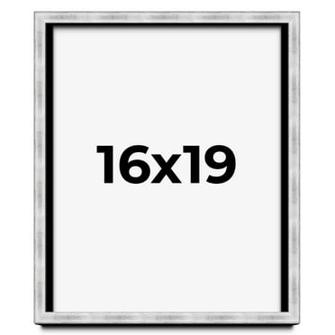16x19 Frame Brushed Silver Solid Wood Picture Frame | 0.75 Inch Moulding Width | Rabbet Depth 0.75