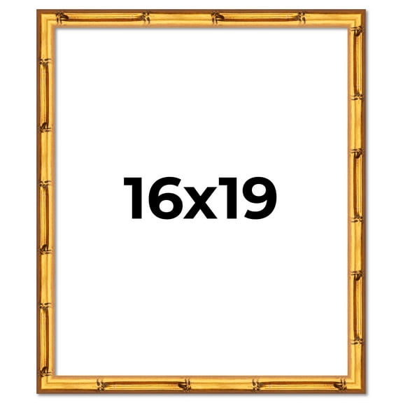 16x19 Frame Gold Bamboo Solid Wood Picture Frame | 1 Inch Moulding Width | Interior Frame Depth