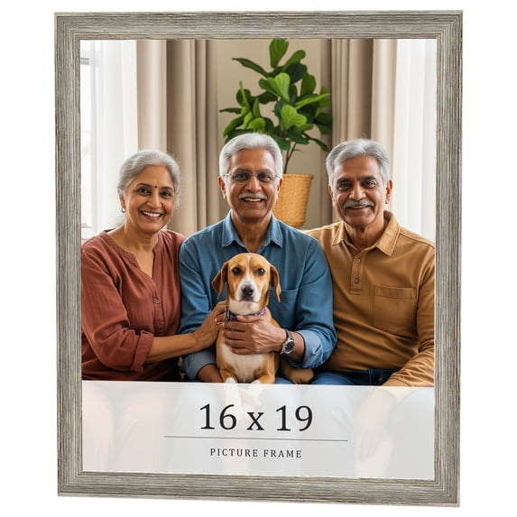 16x19 Frame Grey Solid Wood Picture Frame Width 1 Inches | Interior Frame Depth 0.5 Inches |