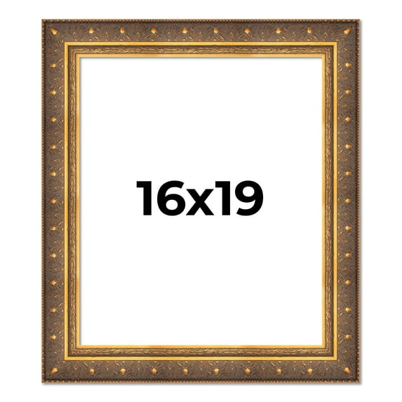 16x19 Frame Vintage Gold Solid Wood Picture Frame | 2.5 Inch Moulding Width | Ornate Bronze Museo
