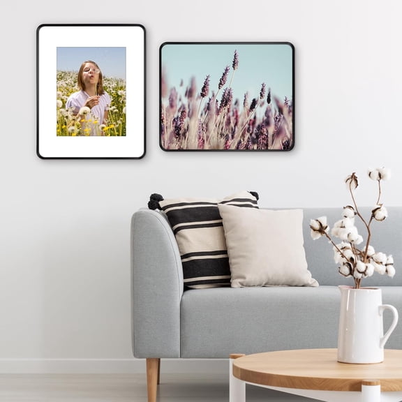 16x20 Aluminum Picture Frame Black - With Round Corners - With Mat for 11x14 Photo or Without Mat for 16 x 20 Photo - Real Glass - Matte Design - Home Decor for Wall Display