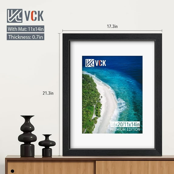 16x20 Black Wood Photo Frames with Real Glass, Set of 5 for Wall & Desktop Display