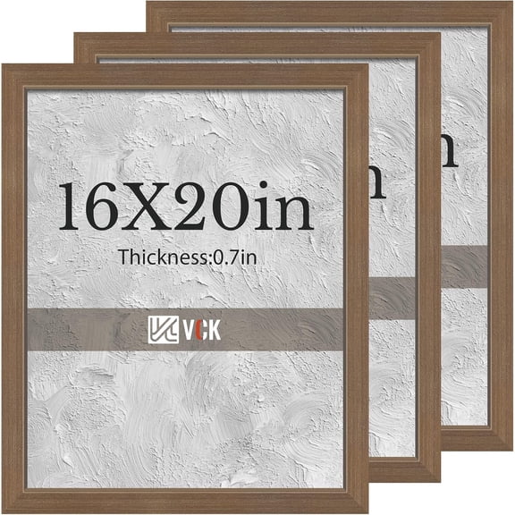 16x20 Brown Poster Frames 3 Pack, High-End Wood Wide Border Picture Frame,Multi-Directional Display Family Photos, Office Prints, Studio/Gallery/Home Artwork