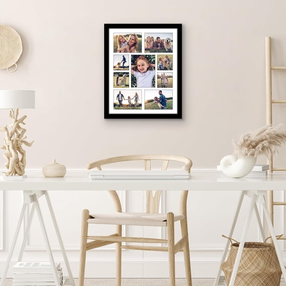 16x20 Collage Picture Frame with Polished Plexiglass - Multi Picture Frames Fit One 6x8, Four 5x7 and Four 4x4 Photos or Use as One 16x20 Frame - Signature Collection - Black