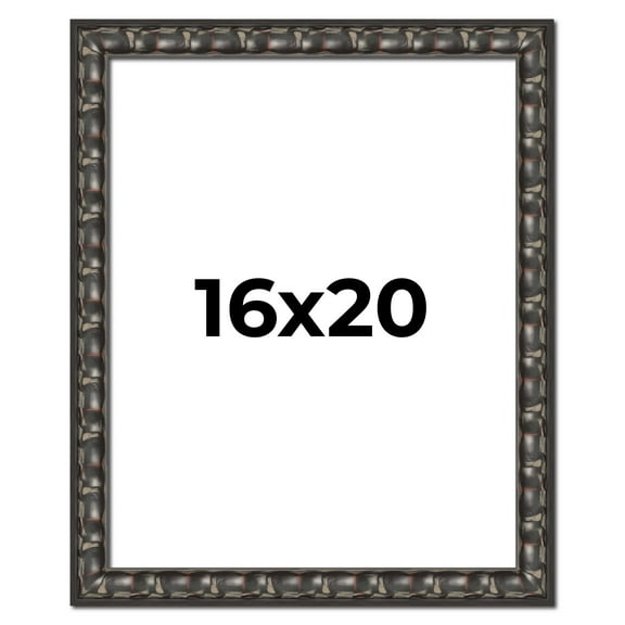 16x20 Frame Black-Brown Medieval Solid Wood Picture Frame | 1.5 Inch Moulding Width | Gotham