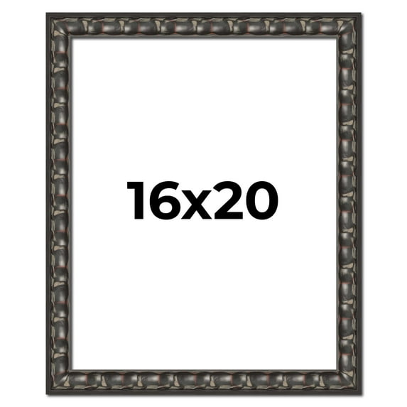 16x20 Frame Black-Brown Medieval Solid Wood Picture Frame | 1.5 Inch Moulding Width | Gotham