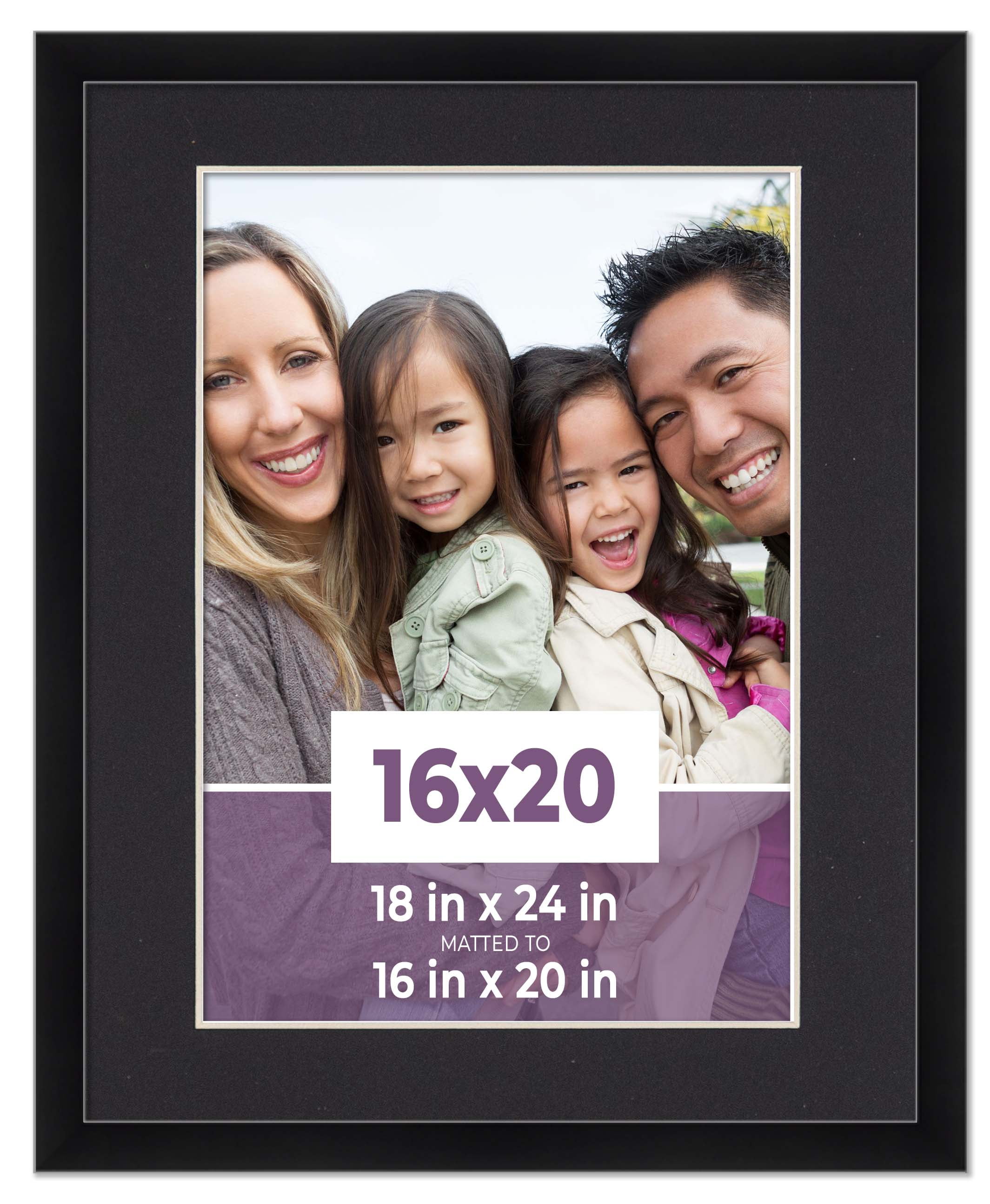 16x20 Frame Black With Black Picture Mat For 16x20 Photo - Black 18x24 Frame To Display Print or