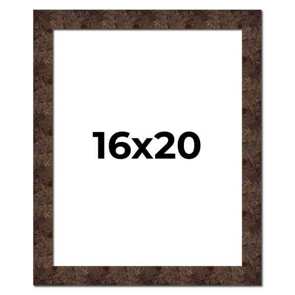 16x20 Frame Brown Burl Real Wood Picture Frame Width 1.625 Inches | Interior Frame Depth 0.5 Inches