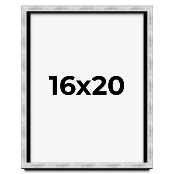 16x20 Frame Brushed Silver Solid Wood Picture Frame | 0.75 Inch Moulding Width | Rabbet Depth 0.75