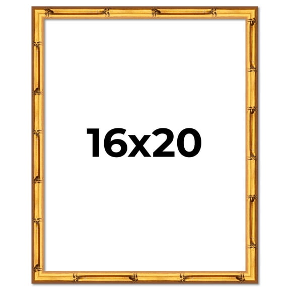 16x20 Frame Gold Bamboo Picture Frame - Complete Modern Photo Frame Includes UV Acrylic Shatter