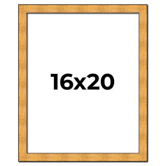 16x20 Frame Gold Rustic Solid Wood Picture Frame | 1.25 Inch Wide Moulding | Rustique Gold