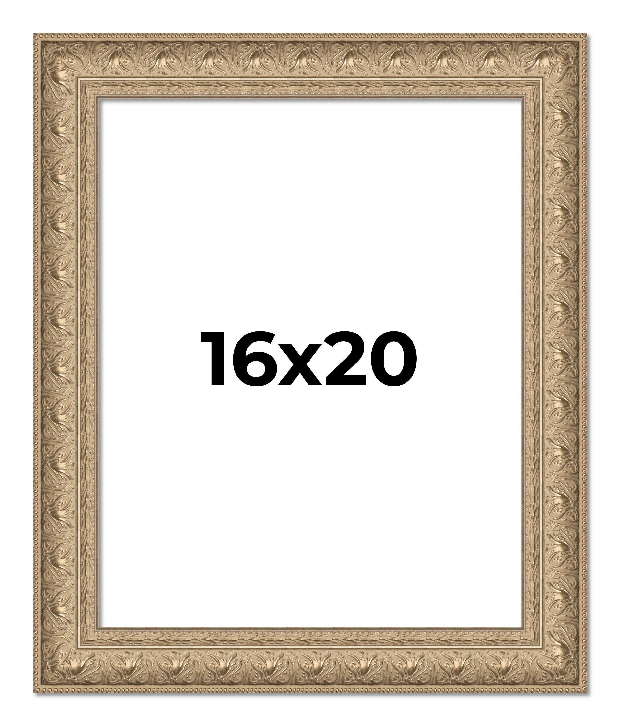 16x20 Frame Ornate Silver Beaded Solid Wood Picture Frame Width 2.5 ...
