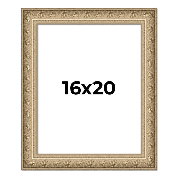 16x20 Frame Ornate Silver Beaded Solid Wood Picture Frame Width 2.5 Inches | Interior Depth 1
