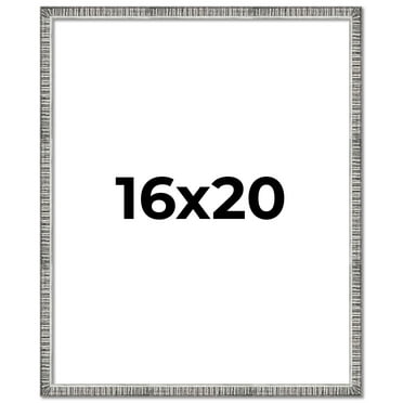 16x20 Frame Silver Grey Distressed Solid Wood Picture Frame | 0.75 Inch Moulding Width | Interior