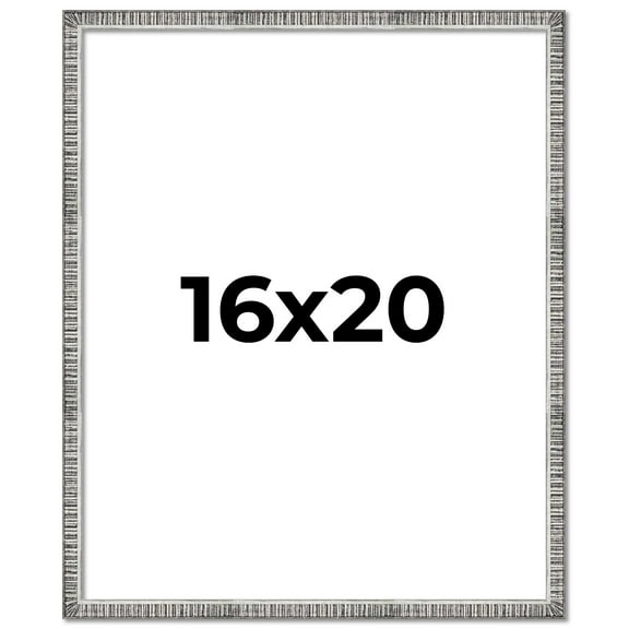 16x20 Frame Silver Grey Distressed Solid Wood Picture Frame | 0.75 Inch Moulding Width | Interior