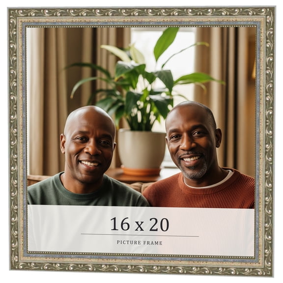 16x20 Frame Silver Solid Wood Picture Frame Width 1.125 Inches | Interior Frame Depth 0.375 Inches