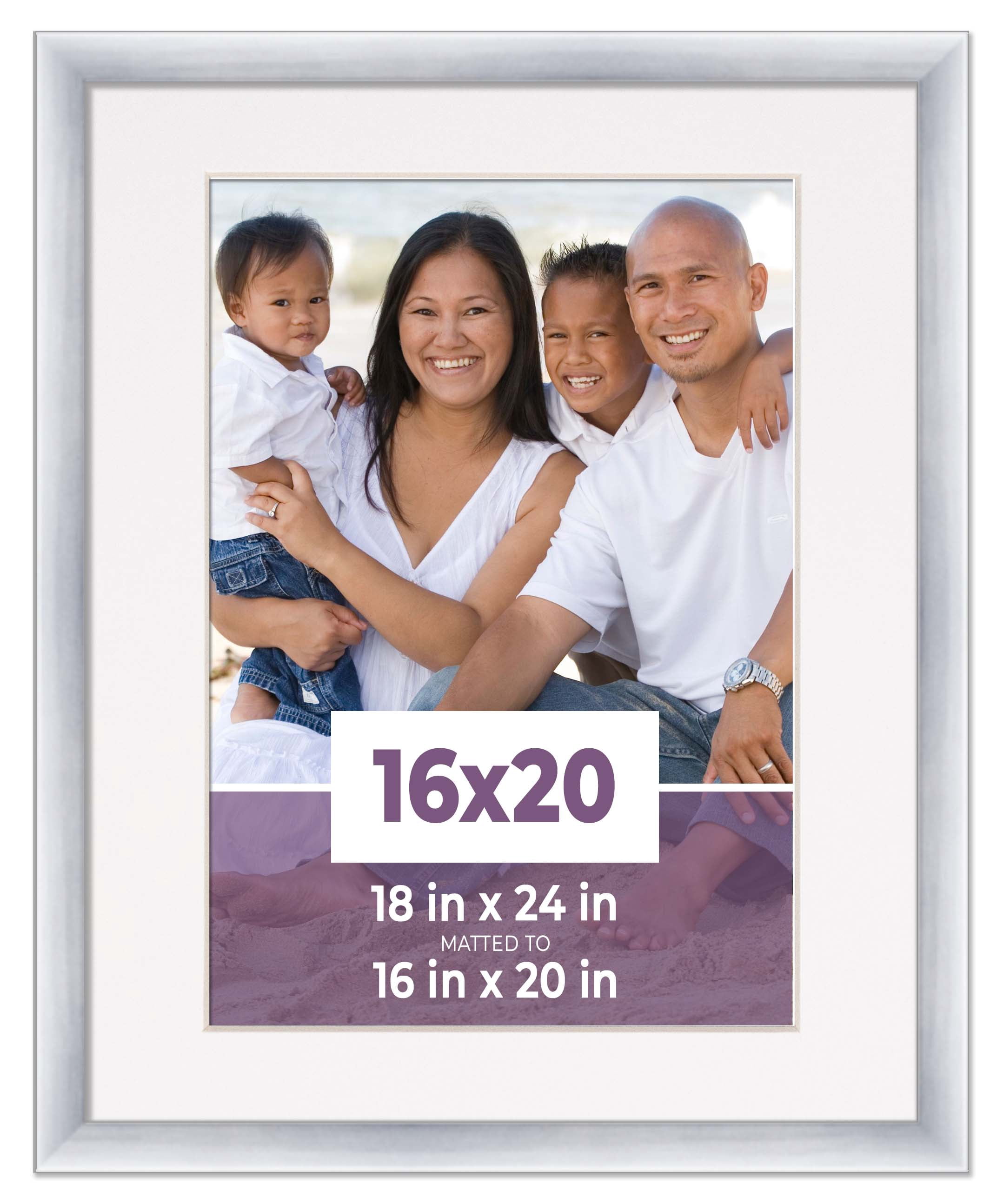 16x20 Frame Silver With White Picture Mat For 16x20 Photo - Silver 18x24 Frame To Display Print or