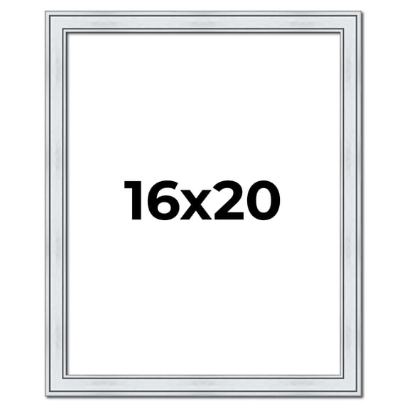 16x20 Frame Sterling Silver Solid Wood Picture Frame | 1.25 Inch Moulding Width | 0.75 Inch
