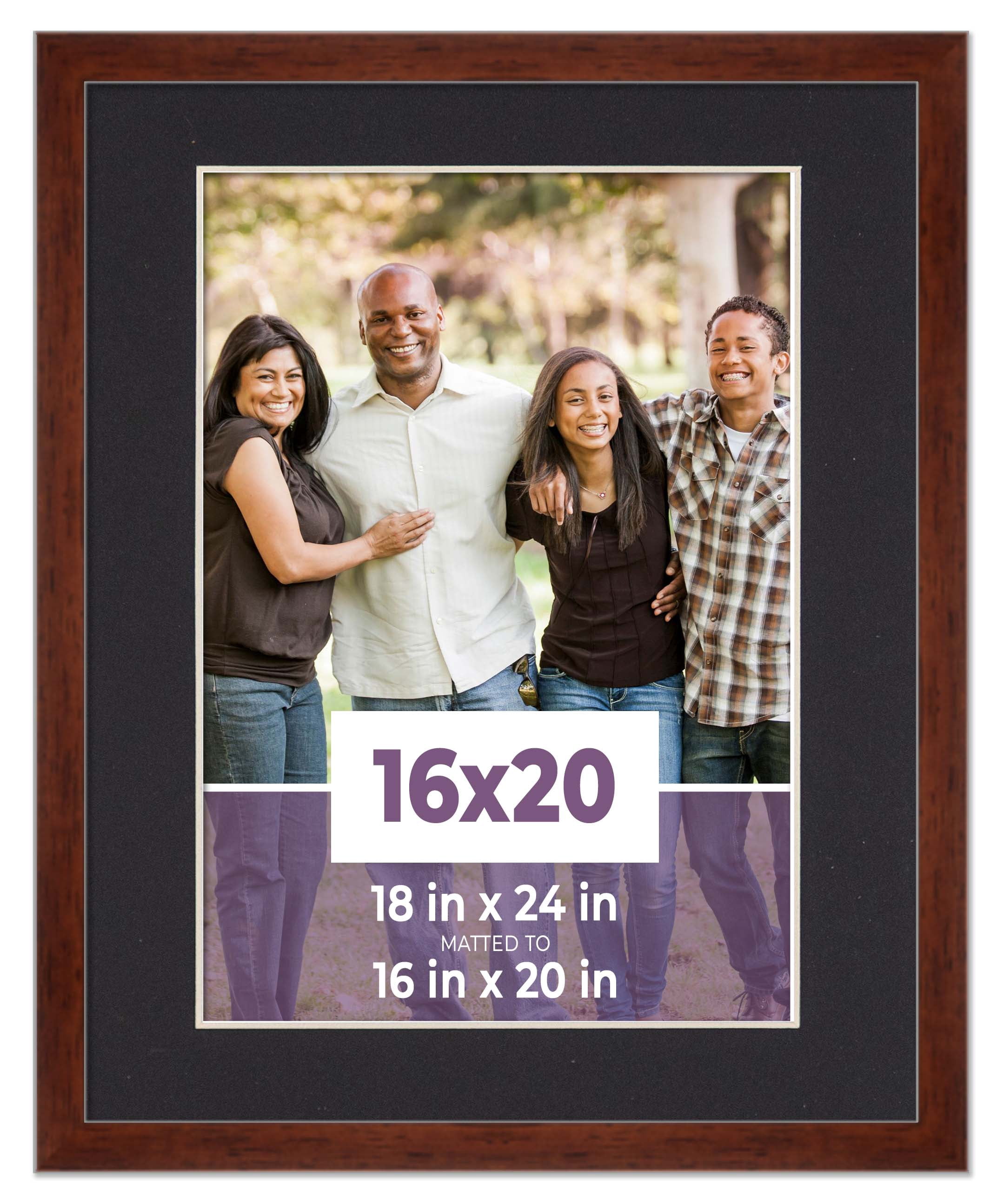 16x20 Frame Walnut With Black Picture Mat For 16x20 Photo - Walnut 18x24 Frame To Display Print or