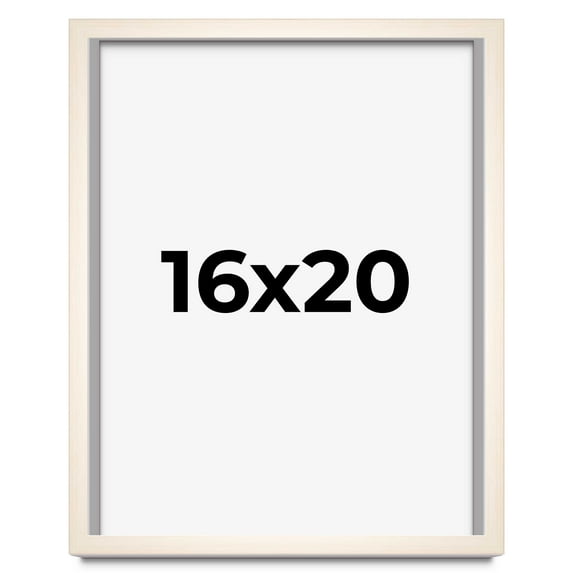 16x20 Frame White Wash Solid Wood Picture Frame | 0.8125 Inch Moulding Width | Includes UV Acrylic