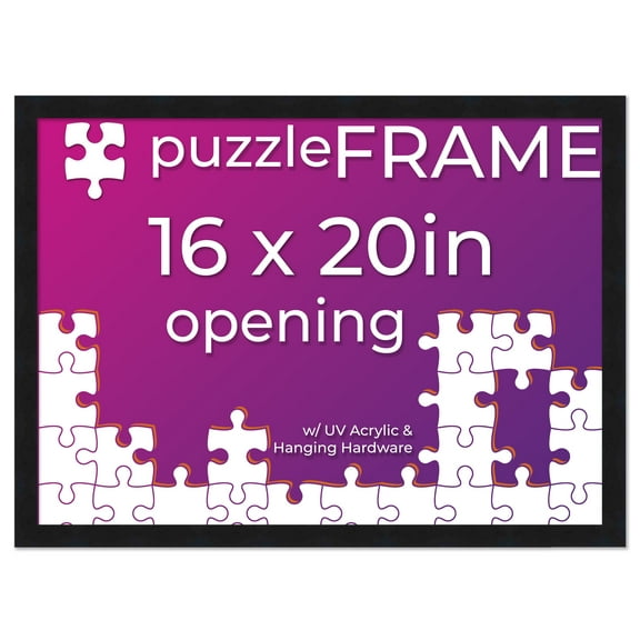 16x20 Frame for Jigsaw Puzzles - Wooden Black Puzzle Frame For Puzzles Measuring 16x20 Inches