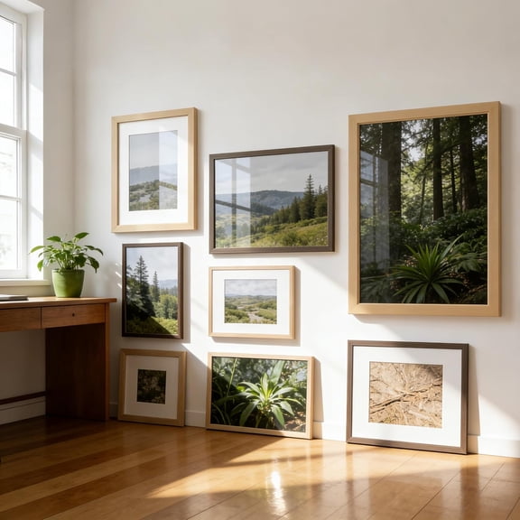 16x20 Frames with Mat 11x14, 2 Pack Wooden Picture Frames 20x16 Oak Solid Wood Veneer Finish with Plexiglass, 16 x 20 Poster Frame for Gallery Wall Home Decor, 2 Pack