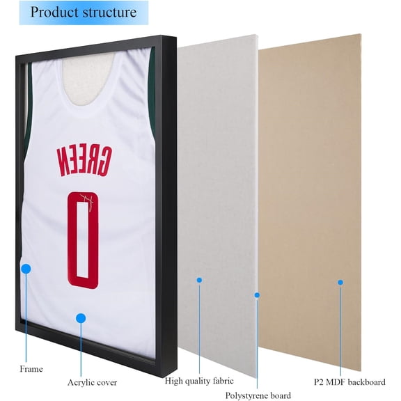 16x20 Large Shadow Box Frame, Jersey Frame Display Case with Grade A Natural Pine Wood Acrylic Front and Metal Hanger Shadowbox Frame Display Depth of 1", Black