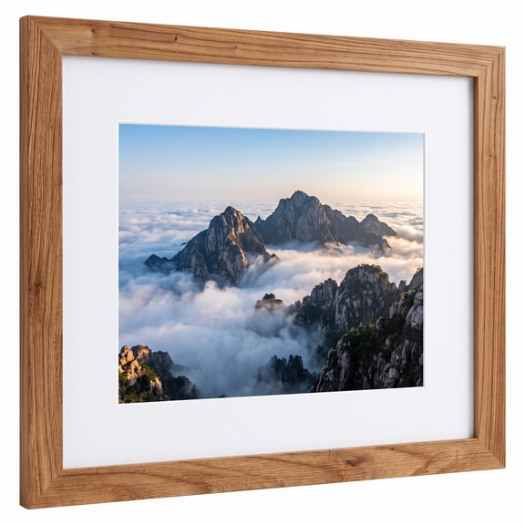 16x20 Picture Frame with 11x14 Mat, Solid Elm Wood Photo Frame and Tempered Glass, Wall Decor Frame for Art, Posters, Diplomas, Family Photos, Home or Office Decoion, Natural