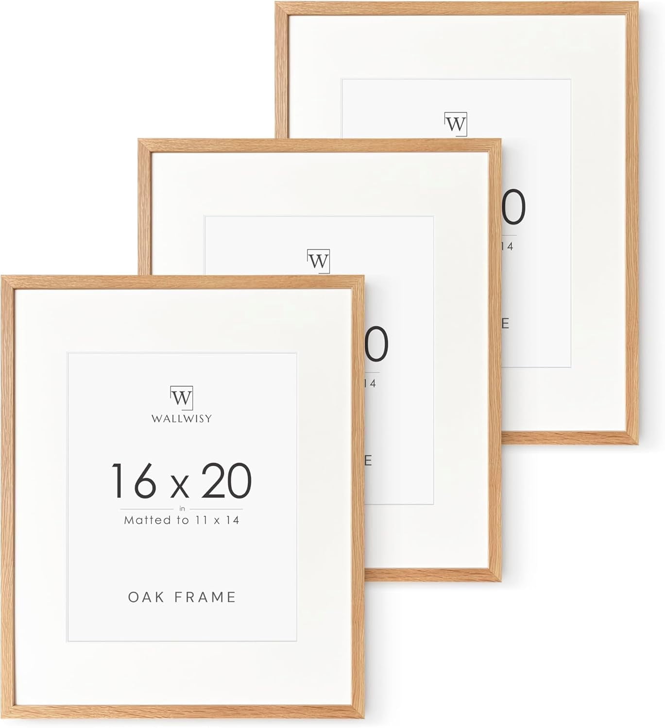 16x20 Picture Frame, 20x16 Solid Oak Picture Frame with Mat, 16x20 ...