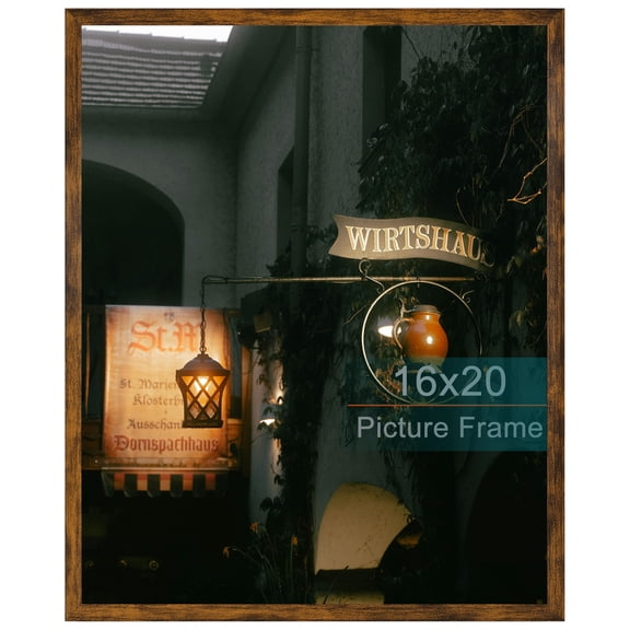 16x20 Picture Frame, Brown Photo Poster Frame for Wall Mounted Display