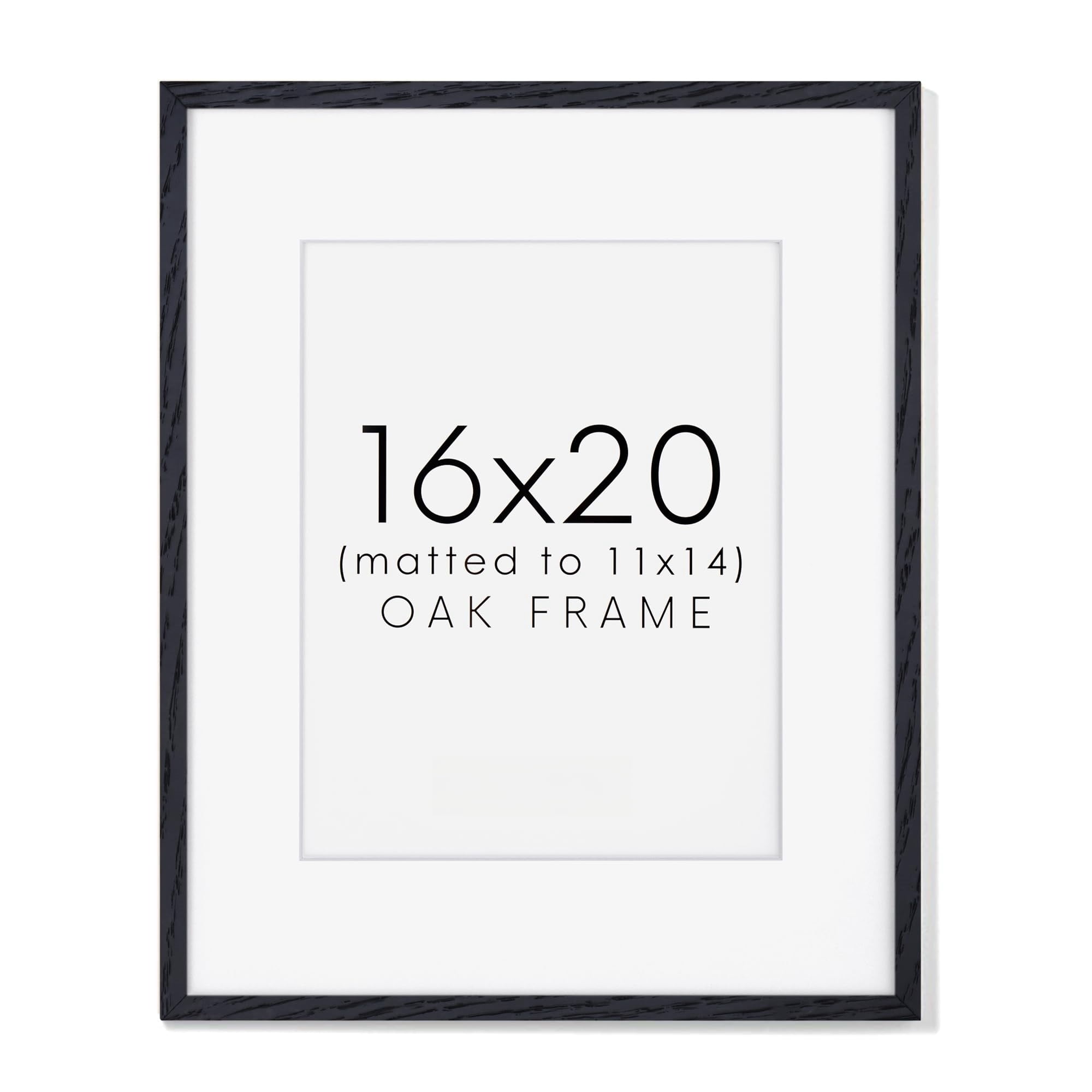 16x20 Oak Wood Picture Frame with Real Glass & Mat for Room Display