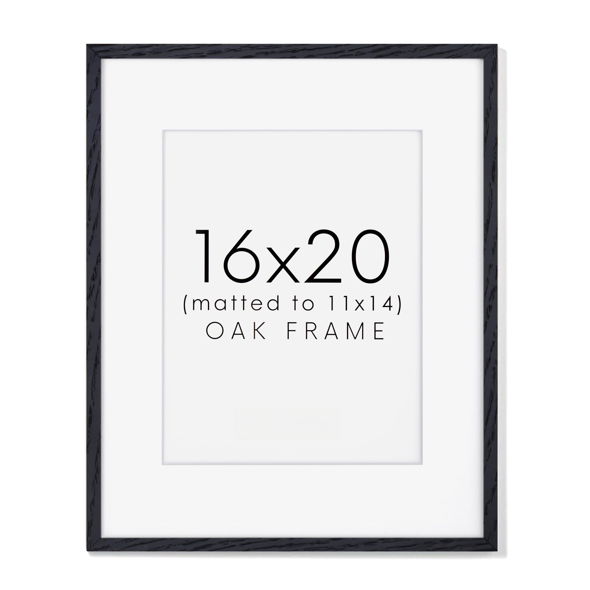 Snap 16x20 Black Wood Wall Frame with Single White Mat For 11x14 Image
