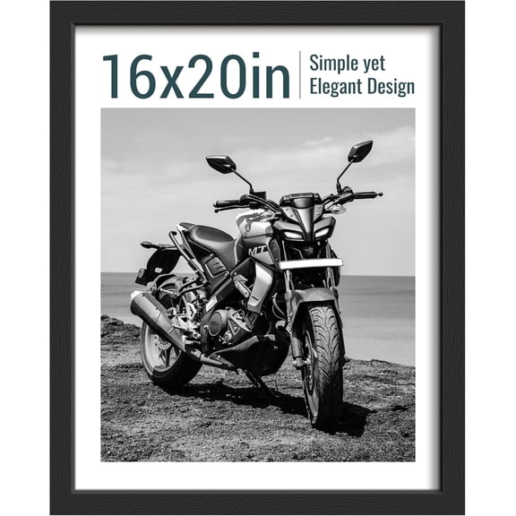 16x20 Picture Frame Set of 1 - Black Solid Wood Poster Frame with HD Tempered Glass, Horizontal or Vertical Hanging for Wall Gallery, Living Room, Office