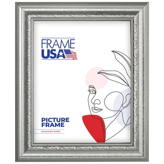 16x20 Picture Frame – Silver American Value 795 Style 12382-2414-138, 1.5 Inch Wood Moulding, Includes Plexiglass and Backing – Wall Display Frame for Art, Posters, or Photos – Frame USA