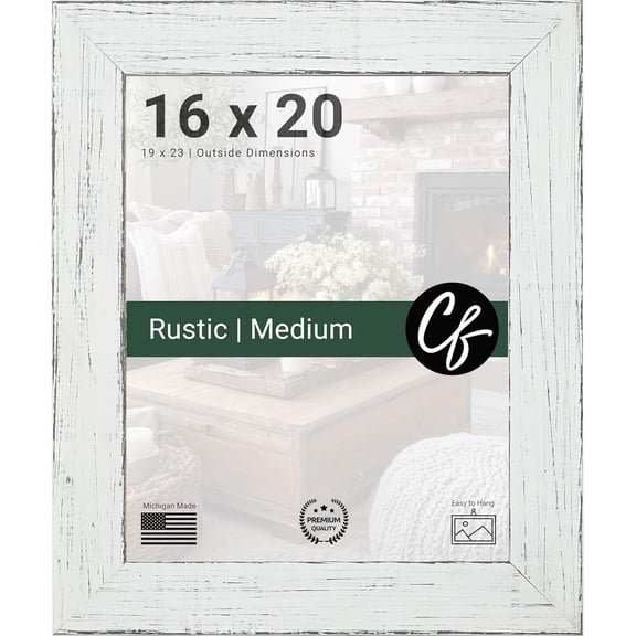 16x20 Picture Frame for Wall Decor, White Rustic Frame for Modern Farmhouse Style