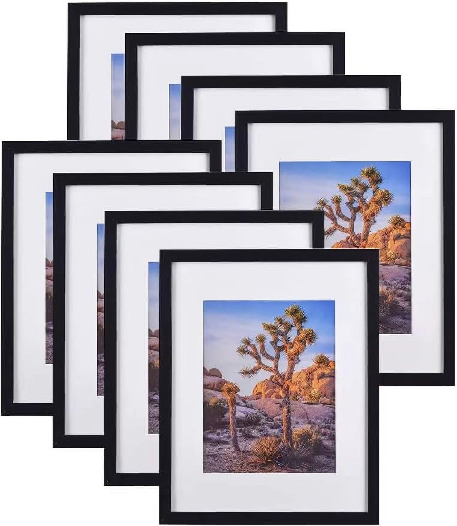 16x20 Picture Frames for Black Picture Frame 16x20 Matted to 11x14 or 16x20  Without Mat, Wall Hanging Photo Frame, 8 Pack. 