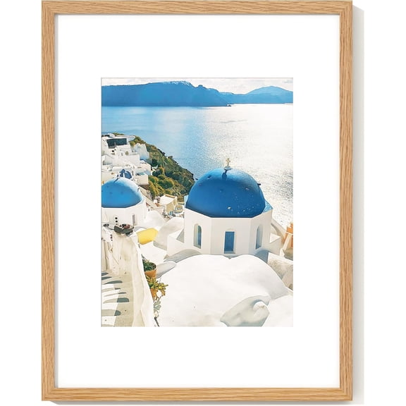 16x20 Solid Oak Picture Frame with Mat for 11x14, Tempered Glass, Natural, Wall Hook Included Bestseling