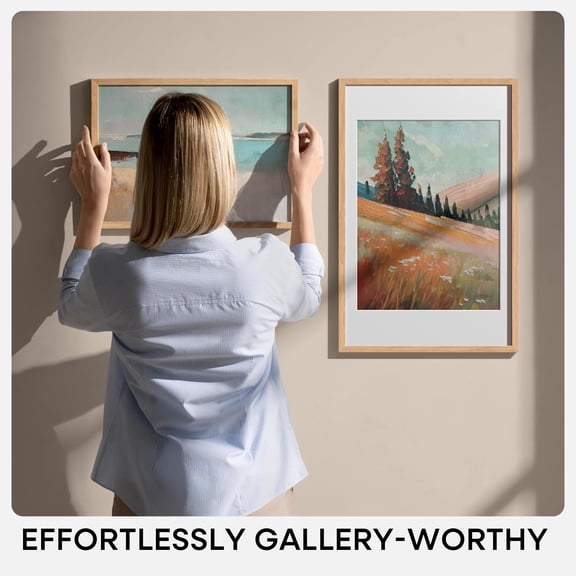 16x20 Wooden Frame, High End Natural Oak 16x20 Light Wood Picture Frame with Mat 11x14, 16 by 20 Poster Frames Matted to 11 x 14 Photo, 20by16 Thin Frames, Tempered Glass, Wall Kit, Set of 1
