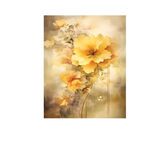 16x20 Yellow Floral Canvas Print Wall Art