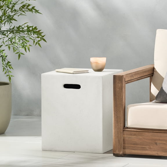 16x20 inch MGO Tank Holder/Side Table White Modern Design Lightweight Concrete Multi-functional No Assembly